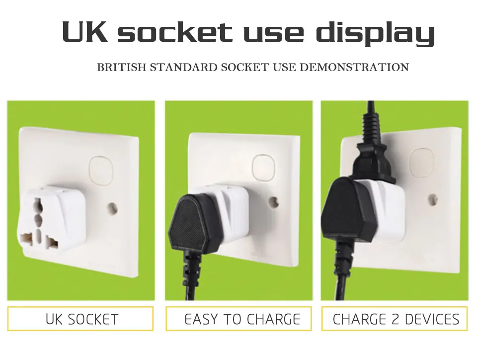 1PC Universal EU US AU to UK 3 Pin AC Power Socket Plug Travel Wall Charger Outlet Adapter Converter Connector UK plug White (8)