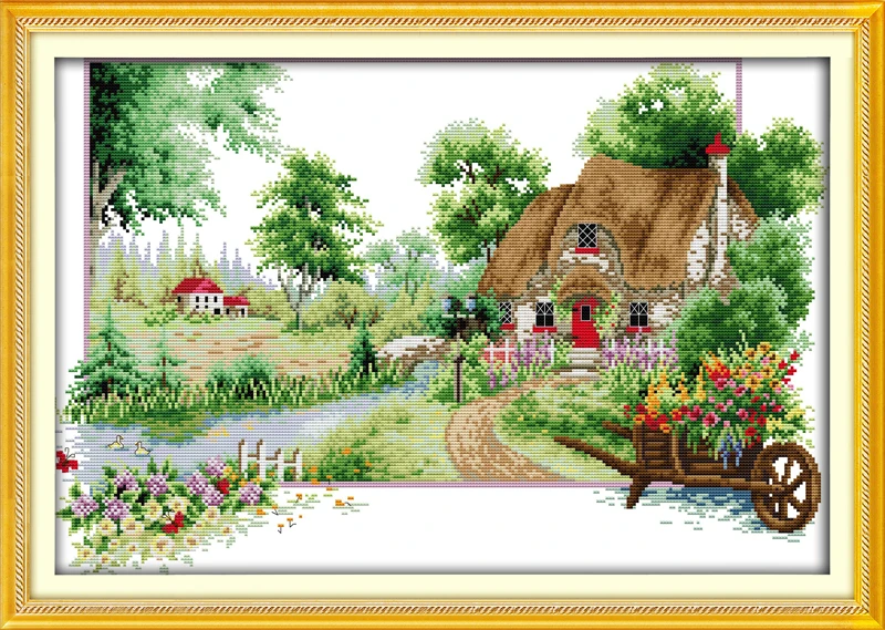 

Summer counted printed on fabric DMC 14CT 11CT Cross Stitch kitsembroidery needlework Sets Home Decor
