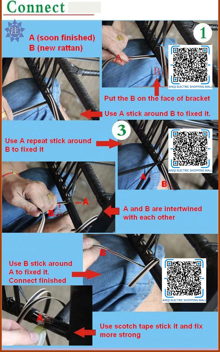 rattan weaving material black