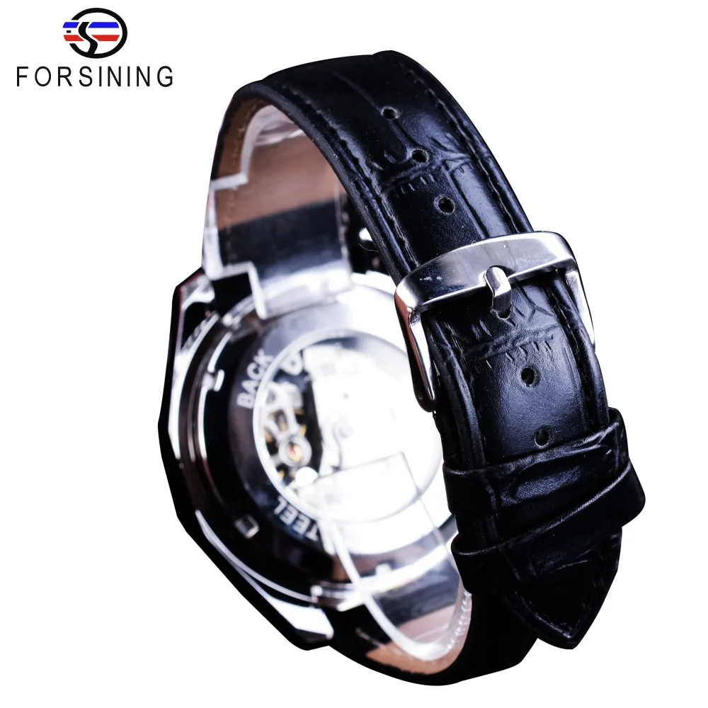 Forsining Mechanical Steampunk Series Men Military Sport Watch Transparent Skeleton Dial Automatic Watch Top Brand Luxury Clock