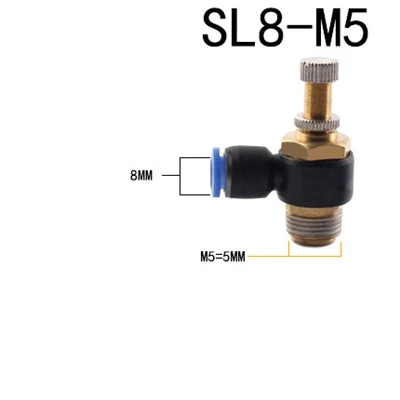 SL пневматический L Тип регулятор скорости потока 4-12 мм OD шланг трубка 1/" 1/4" 3/" 1/2" BSP Мужской газовый воздушный поток предельный клапан быстрая установка - Цвет: SL8-M5