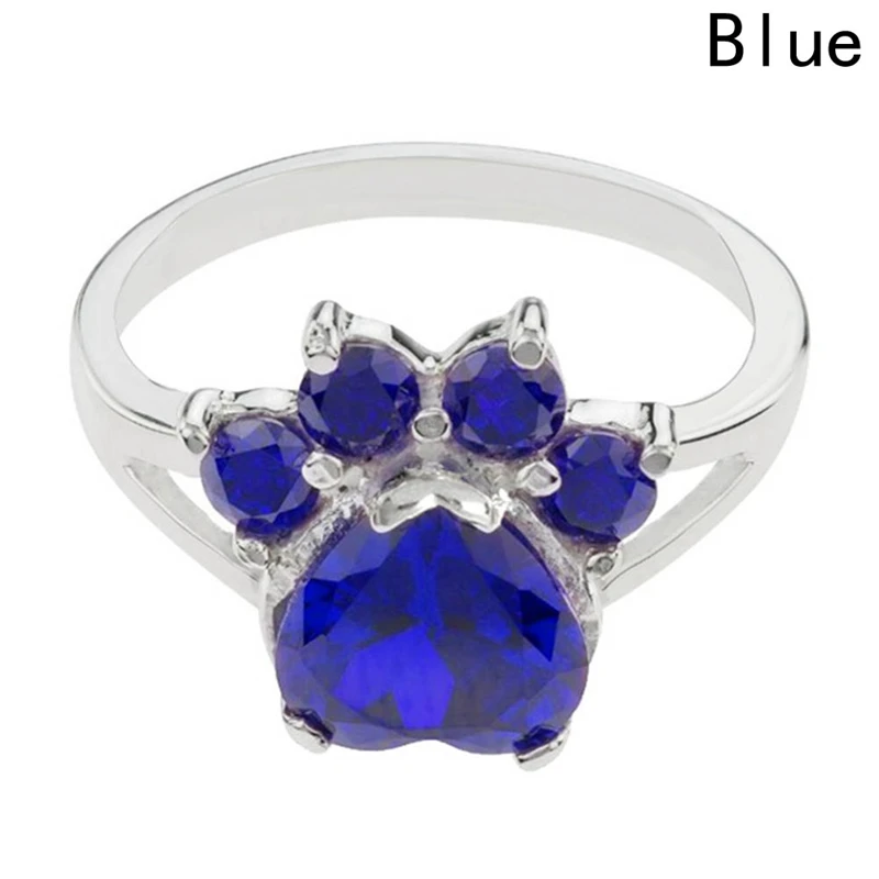 

Dog Animal Paw Print Birthstone Sterling Ring Pet Paw at The Animal Simple Fashion ring For Lovers birthday jewelry