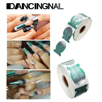 

500Pcs Nail Art French Green Missile Shape Forms Acrylic Curve Polish UV Gel Extension Builder Guide Stencil Sticker
