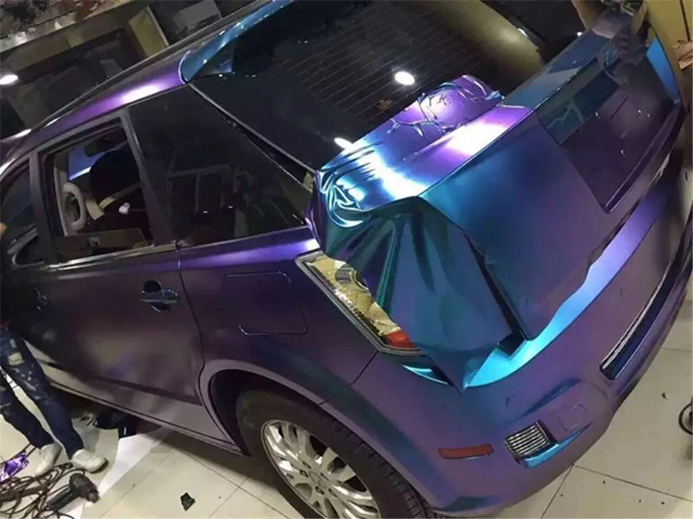 Жемчужные блестящие Меняющие цвет виниловая наклейка фиолетовая синяя виниловая пленка для автомобиля с воздушным пузырьком, Стайлинг, меняющая цвет пленка 1,52 м x 20 м