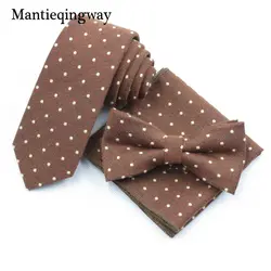 Mantieqingway хлопчатобумажный Галстук С Бантом комплекты носовых платков для мужские свадебные горошек печатных галстук-бабочки для худых Gravatas