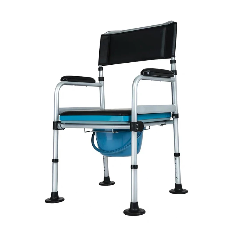 

Elderly care toilet bath chair with bedpan aluminum alloy adjustable bathroom toilet commode chair