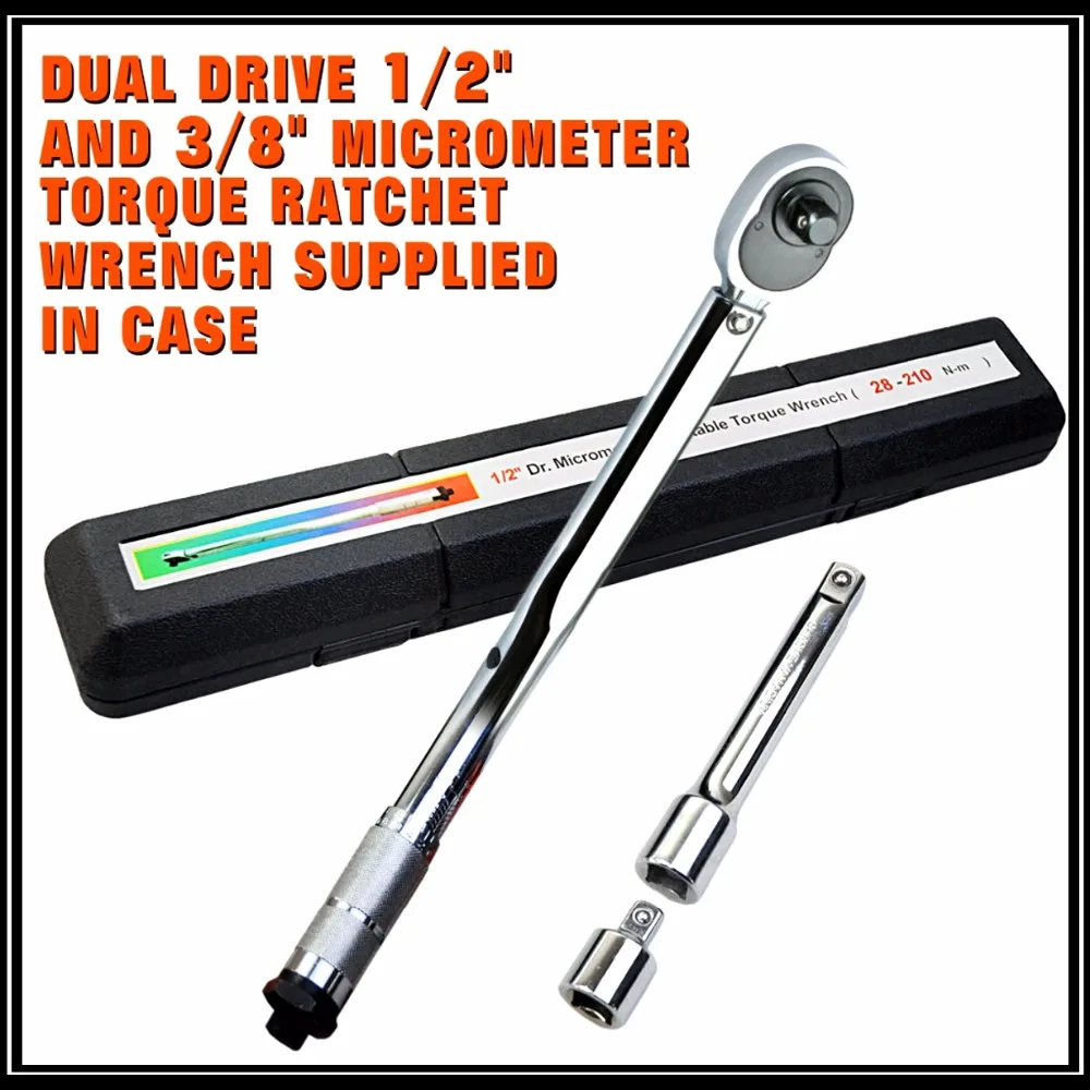 Buy Dual Drive 1/2" and 3/8" 28 210Nm Torque Ratchet Wrench Torque Wrench