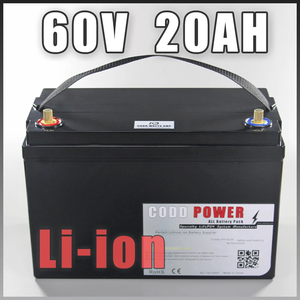 60V 20AH Electric tricycle E bike 1500W Lithium ion Battery Pack 60V