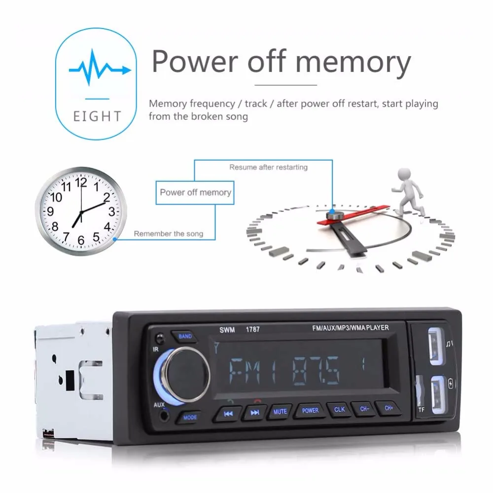 Радио 1 Din Handsfree Bluetooth Авто Радио USB зарядка для мобильного телефона Высокое качество сабвуфер музыка отключение памяти автомобиля стерео