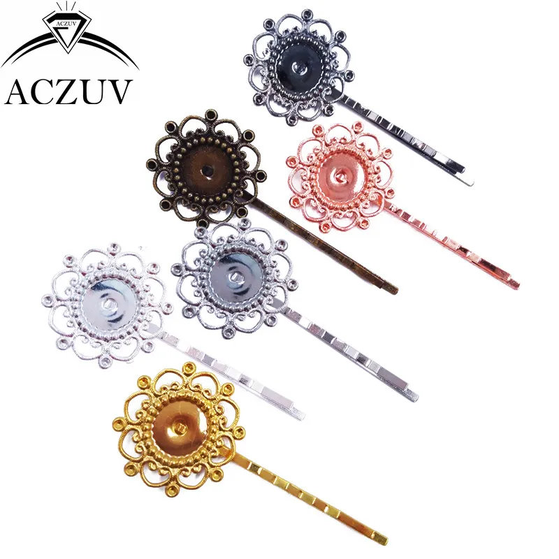 

200piece 12mm Cabochon Setting Hair Clips Base Hair Bobby Pins Bezel Blank Hairpin Findings Hair Jewelry Accessories FJT008