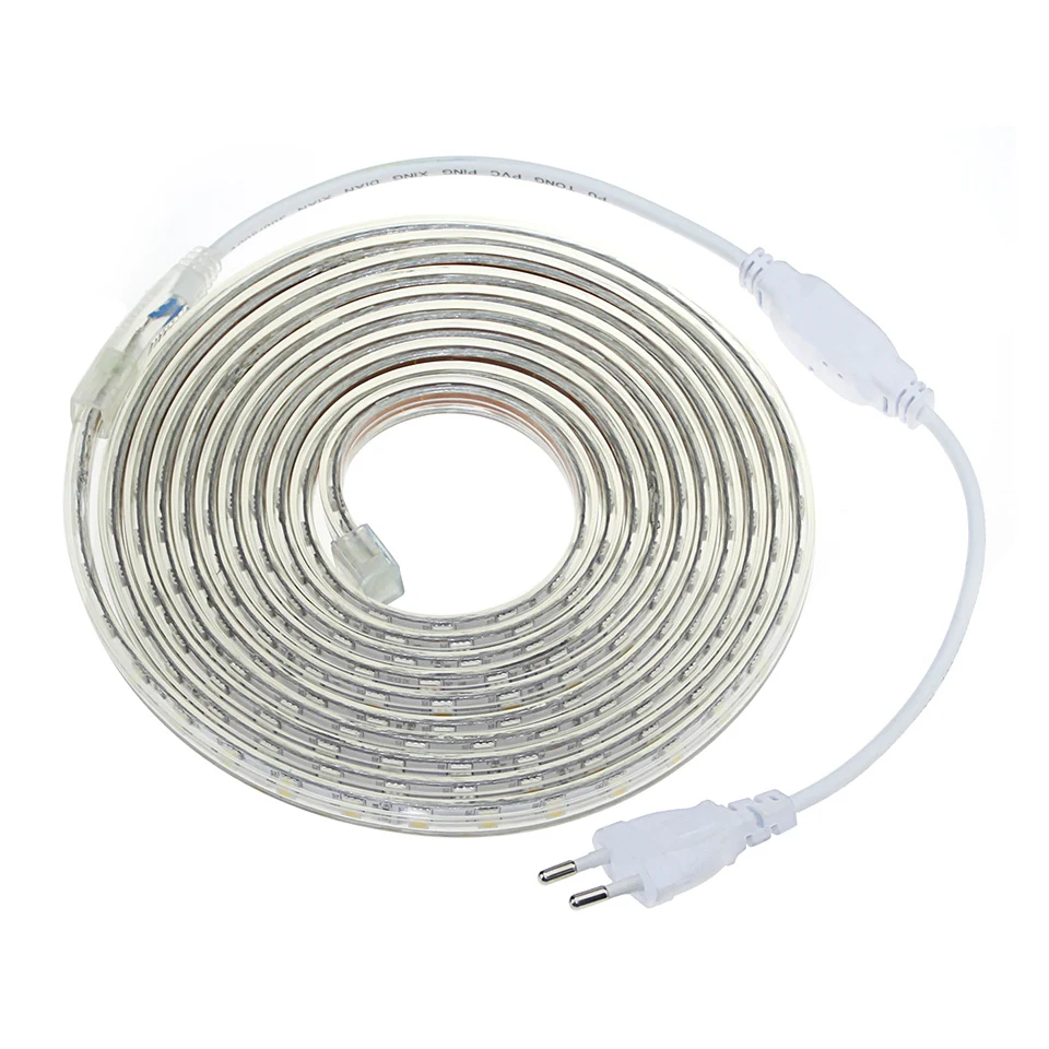 #Best LED strip light IP67 AC220V 60LED m Waterproof Tira led 5050SMD pool lighting 1m 25m Outdoor Garden diode tape Rope Set+EU Plug