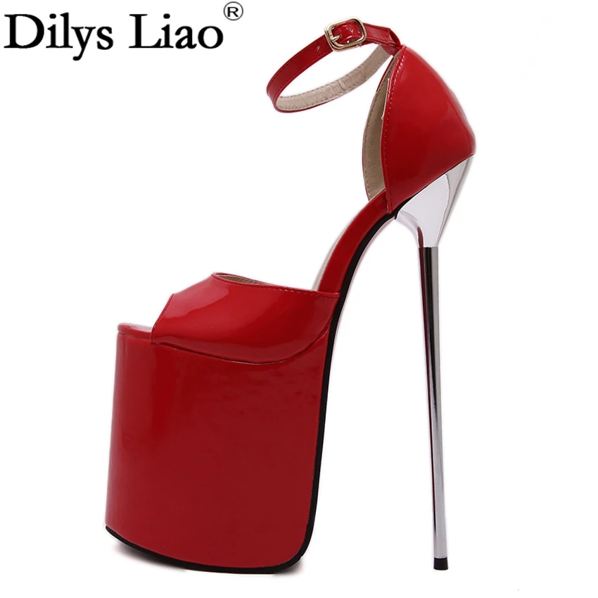

2016 Hot Show Concise Narrow Band Buckle Strap Peep Toe 23cm High Heels 11cm High Platform Sexy Fashion Nightclub Zapatos Mujer