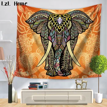 

LzL Home Bohemian Elephant Tapestry Mandala Hippie Colored Printed Tapices De Pared Beach Blanket Yoga Mat Modern Wall Tapestry
