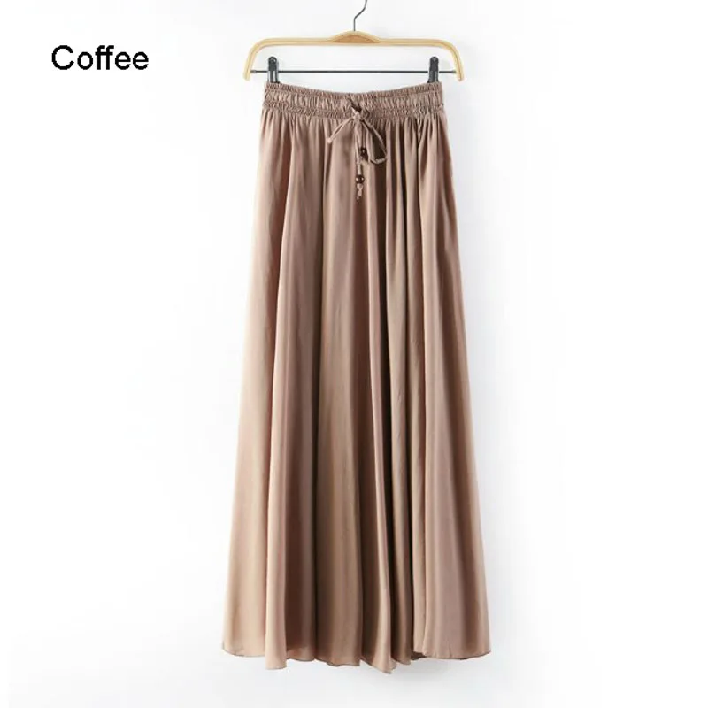 Женская винтажная плиссированная длинная юбка в японском стиле с бусинами, Женская хлопковая льняная юбка с высокой талией и эластичной резинкой на талии, 12 цветов SK132
