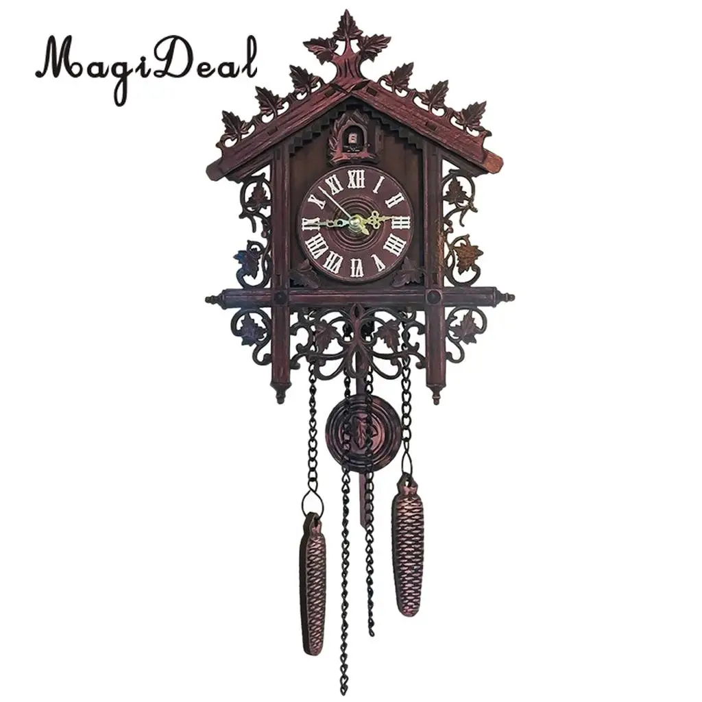 MagiDeal Decorative Wood Wooden Cuckoo Wall Clock for Home Decoration Christmas Housewarming Wedding Gifts