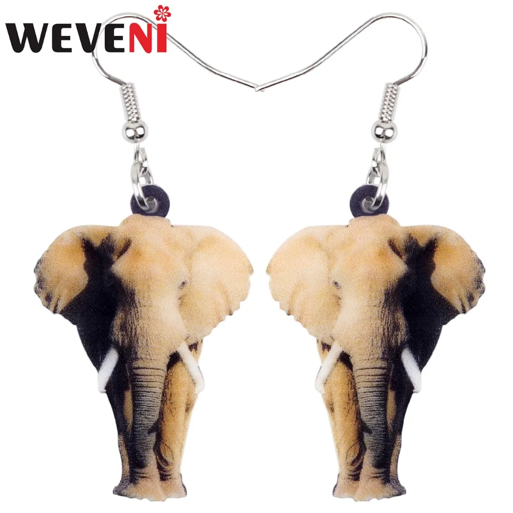 

WEVENI Stament Acrylic Jungle Elephant Earrings Dangle Drop Trendy Wild Animal Jewelry For Women Girls Brincos Female Wholesale