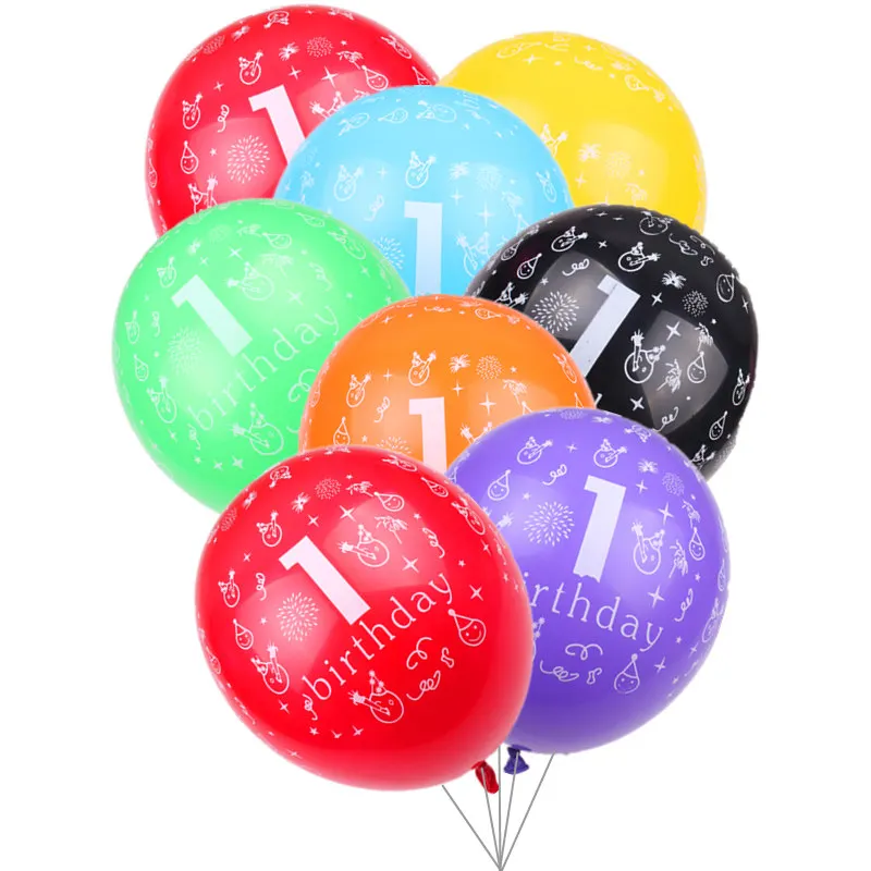 

TSZWJ Z-073 New 10pcs/lot Color Print 1st Birthday Happy Birthday Balloons Birthday Party Decoration Balloons High Quality
