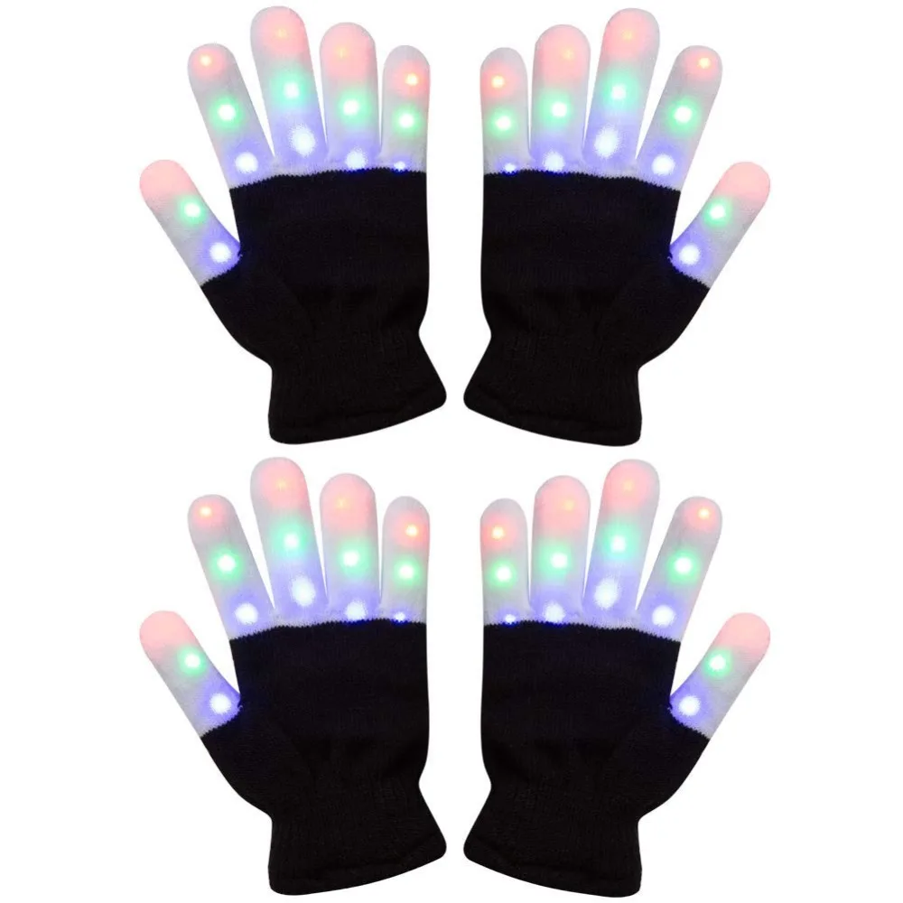 1 Pack Kids Light Gloves Children Finger Light Flashing LED Warm Gloves with Lights for Birthday
