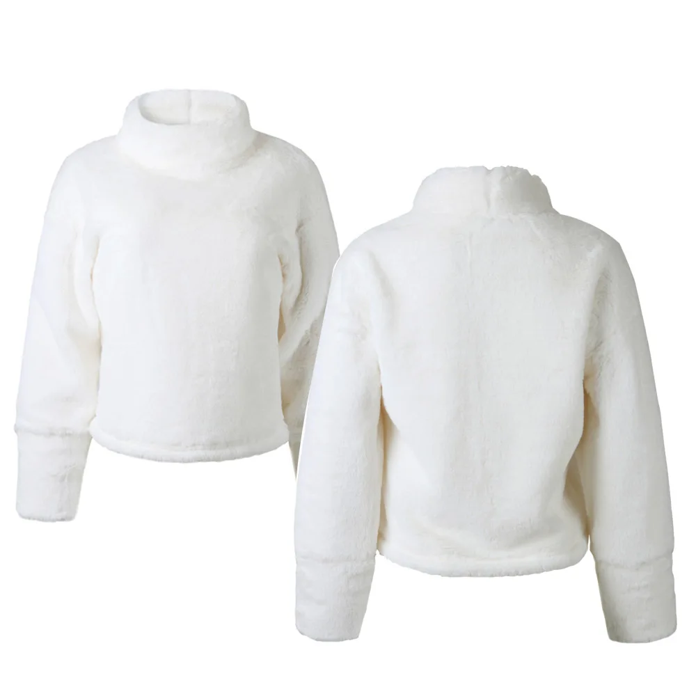 2019 Fashion Women Turtleneck Sweaters Long Sleeve Soft Plush Autumn Winter Casual Sweater Thick Warm Faux Fur Pullover Tops