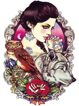 

1pcs Beauty Rose Wolf 3D Temporary Tattoo Sticker for Women Arm Back Leg Art Fake Tattoos Tatuagem Maquiagem