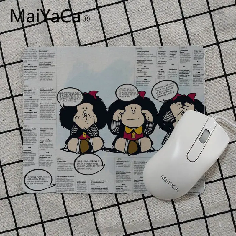 MaiYaCa Naughty Mafalda small Mouse pad PC Computer mat Smooth Writing Pad Desktops Mate gaming mouse pad anime mouse pad - Цвет: No Lock Edge18x22cm