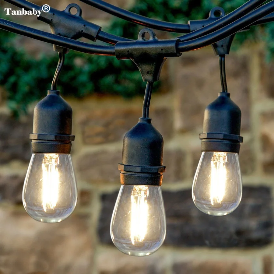 10M 10 LED Indoor Outdoor Waterproof Commercial Grade String Lights E26 E27 Street Garden Patio Backyard