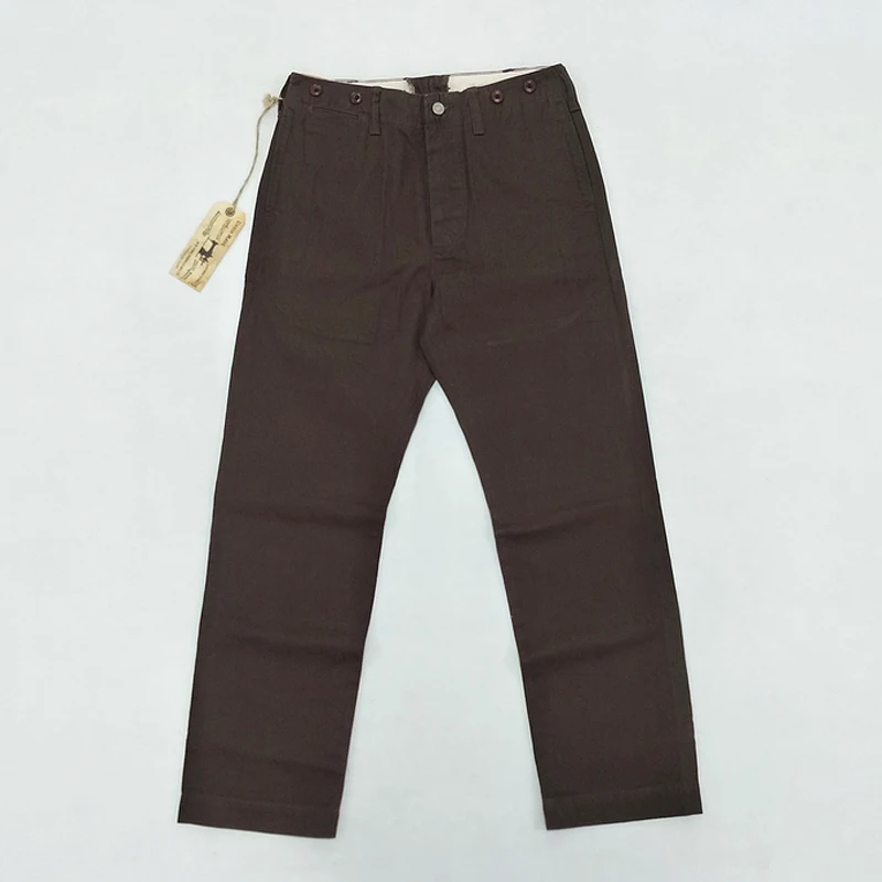 

Bob Dong Dark Coffee Men's Casual Trouser Stripes Suit Pants Retro Overalls Plus Size 28-38