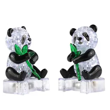 

New Panda Bamboo 3D Puzzle Flash Light Clear DIY Assembled Model Kids Birthday Gift