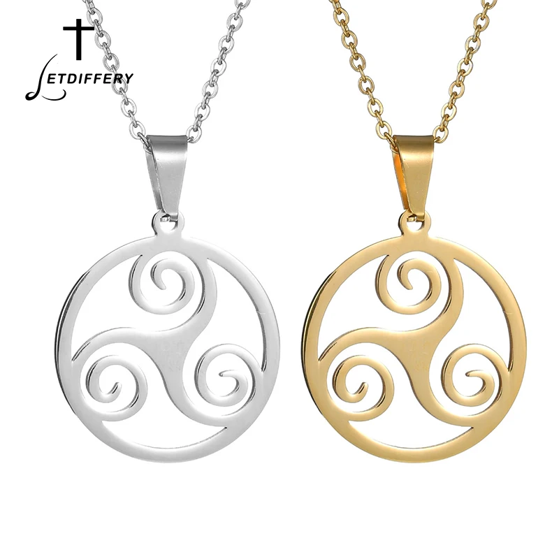 

Letdiffery Fashion Teen Wolf Pendant Necklace Stainless Steel Chain Necklace Triskele Triskelion Jewelry For Men Gifts