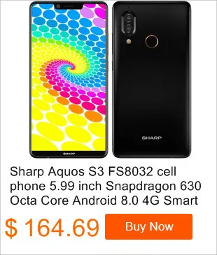 SHARP AQUOS S2 C10 сотовый телефон Android 8,0 4G смартфон 5,5 дюймов FHD + безрамочный экран Snapdragon 630 Octa Core телефонов 4 Гб + 64 Гб NFC мобильного телефона
