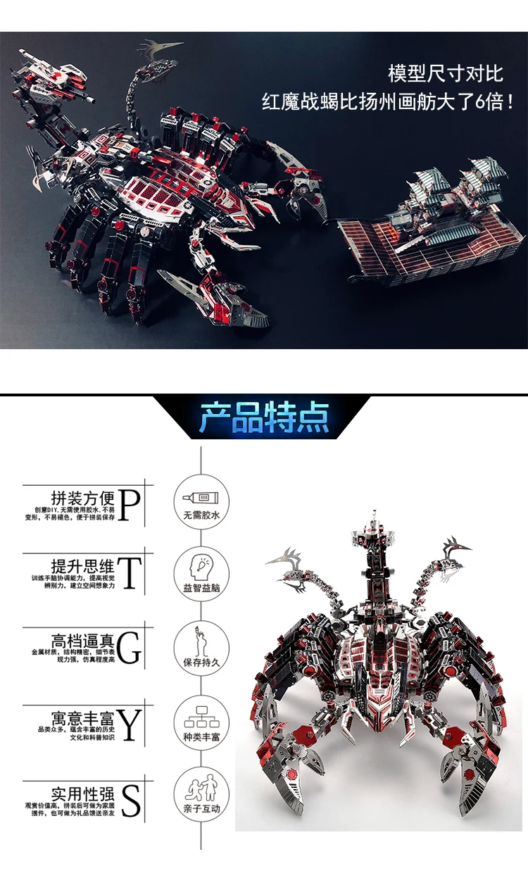 Новинка, модель Microworld Red devils scorpion, сделай сам, лазерная резка, головоломка, модель истребителя, 3D металлическая головоломка, игрушки для взрослых, подарки