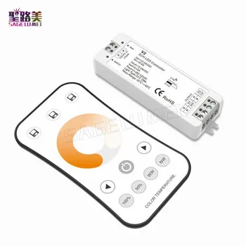 

V2+R7-1 2.4GHz Wireless RF Color temperature LED Controller 2CH RF Dimmer For Dual Color LED Strip Tape Ribbon