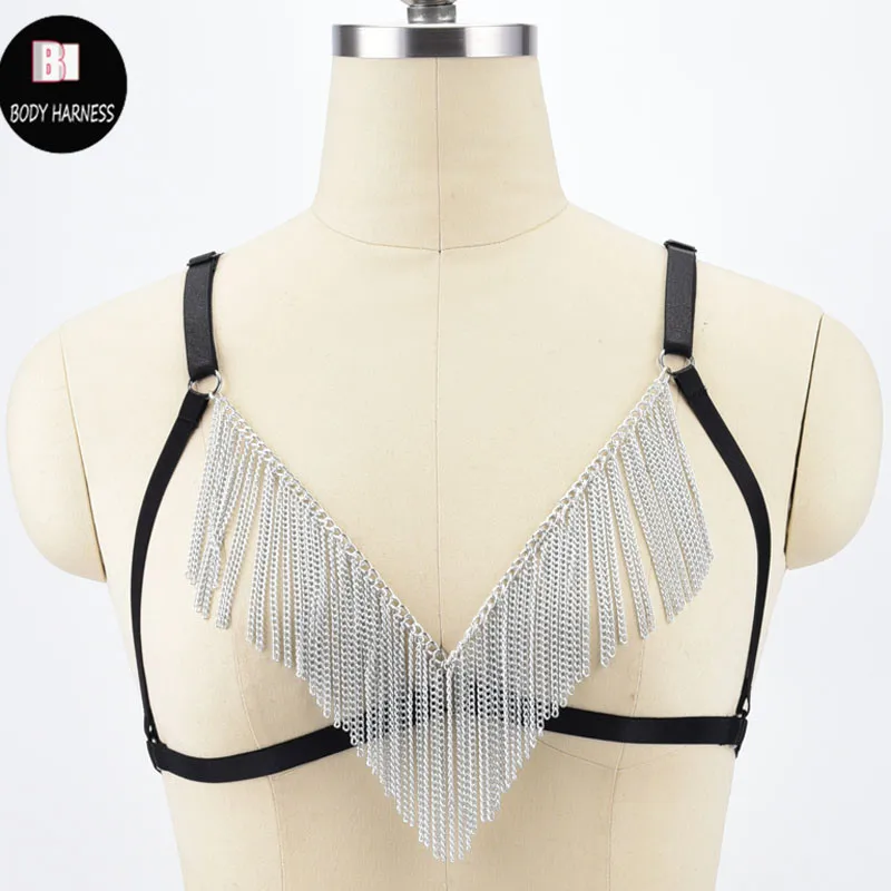 Pastel Goth Body Chain Sexy Lingerie Gothic Top Harness Belt Cage Bra