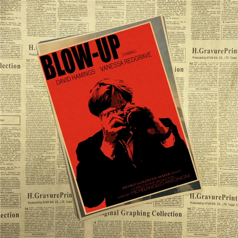 BLOW-UP 1966 микеланжело антоньони домашний интерьер украшения Крафт Фильм плакат рисунок core наклейки на стену