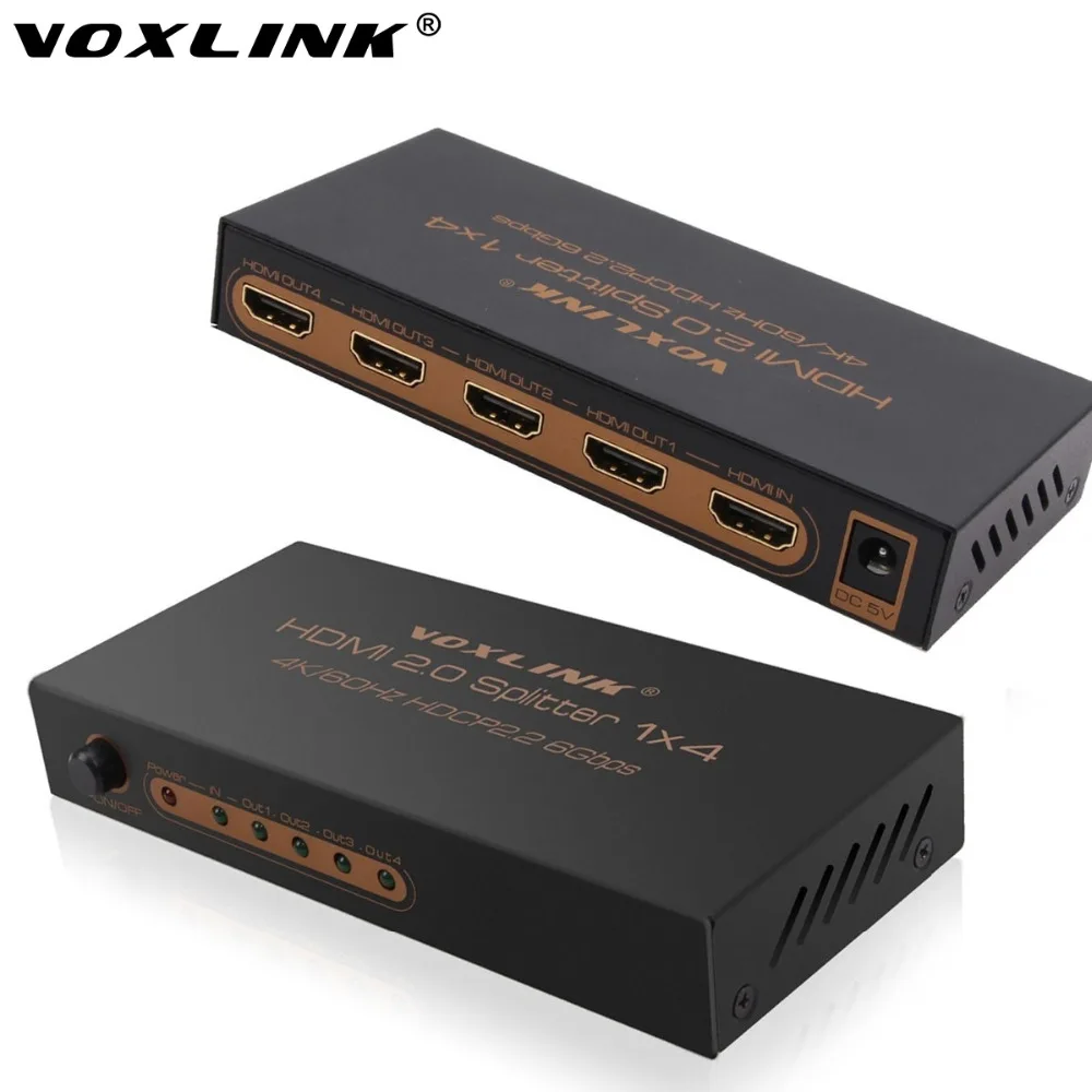 Voxlink 4 Порты и разъёмы HDMI 2.0 HDR Splitter Extender 1x4 1 в из Full HD 1080 P к/60 Гц Поддержка hdcp2.2 3D для