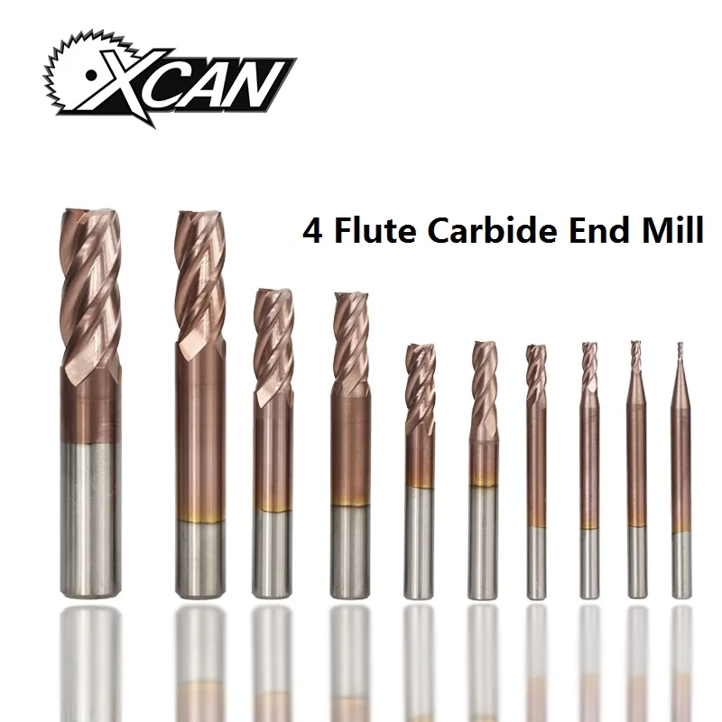 

XCAN 1pc 4 Flutes Tungsten Carbide End Mill TiCN Coated CNC Milling Cutter Spiral CNC Router Bit Engraving Bit