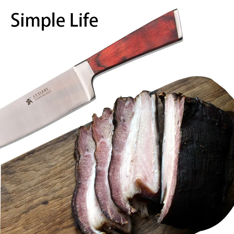 A BRAND Kitchen knife Slicing Meat Cutting High Carbon Stainless Steel Chef Knives Wood Handle Bread Vegetable Sharp Blade Knife