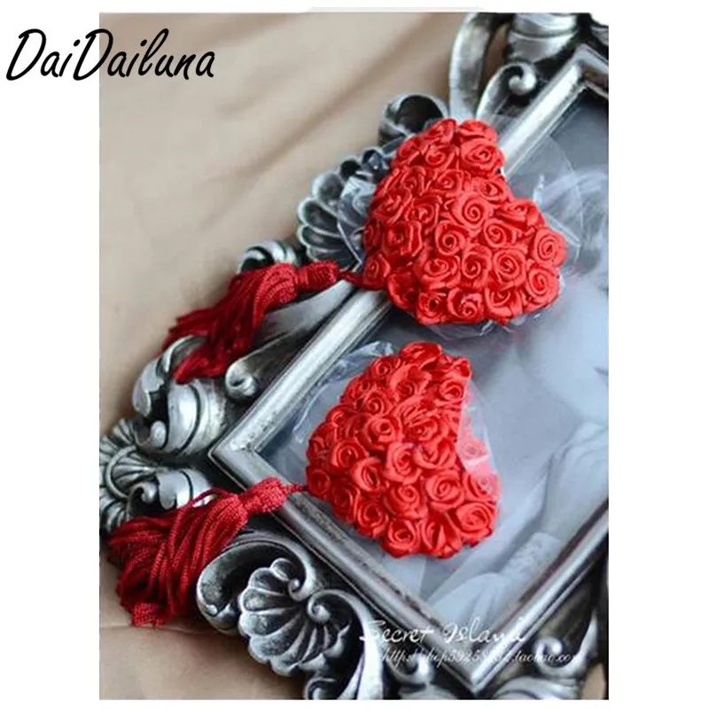 2pcs/set Sexy Self Adhesive Sequin Tassel Cover Heart Shape Bra Nipple