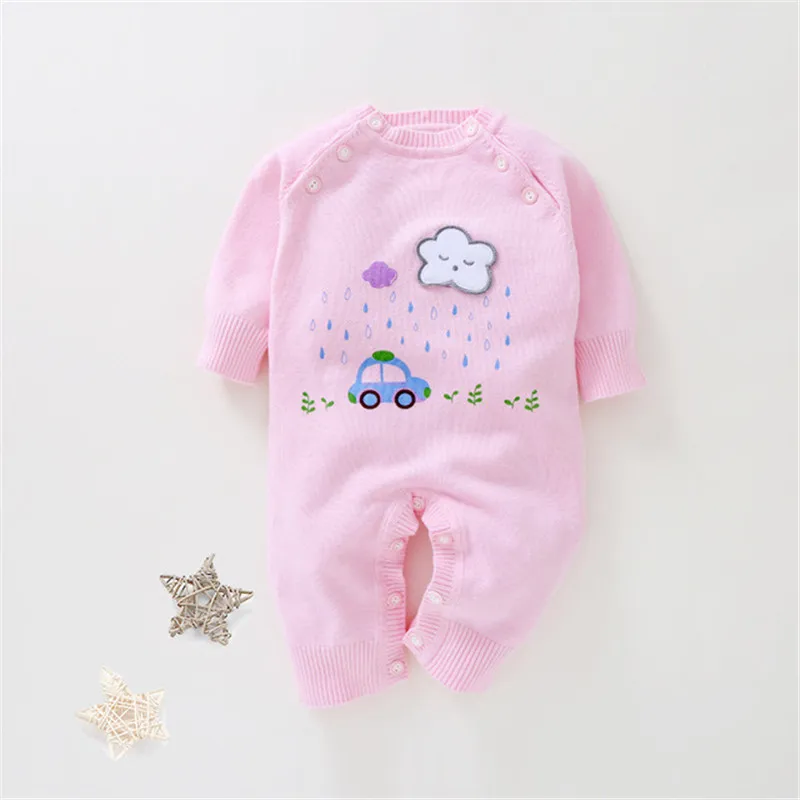 

Infants Soft Cotton Sweet Romper Babys Warm Knitted Pullover Romper Newborn Long-Sleeve Cartoon Knitted Fashion Clothes AA60792