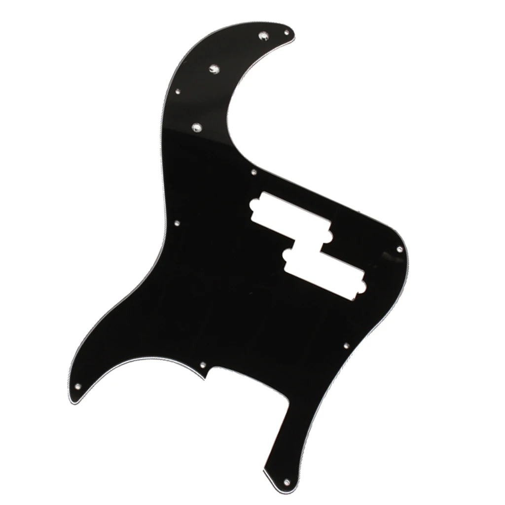 Black 3 Ply Pickguard for PB Precision Bass + 2pcs Thumb Rest Tug Bar Finger Pull for Electric Bass Replacement