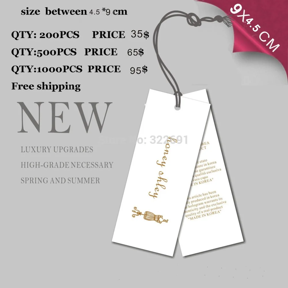 

Free Shipping Garment Hang Tags custom printing with personal logo free design