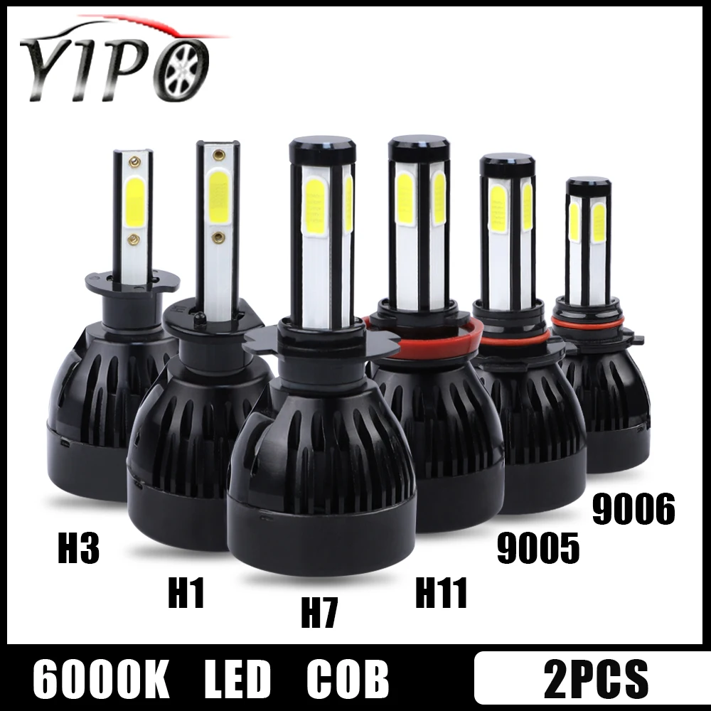 

H11 led h7 H1 H3 H11 9005 9006 hb3 hb4 5202 D2 9012 H1R2 auto 4 side led cob h7 Car Light Bulb lamp 12V headlamp headlight 6000k
