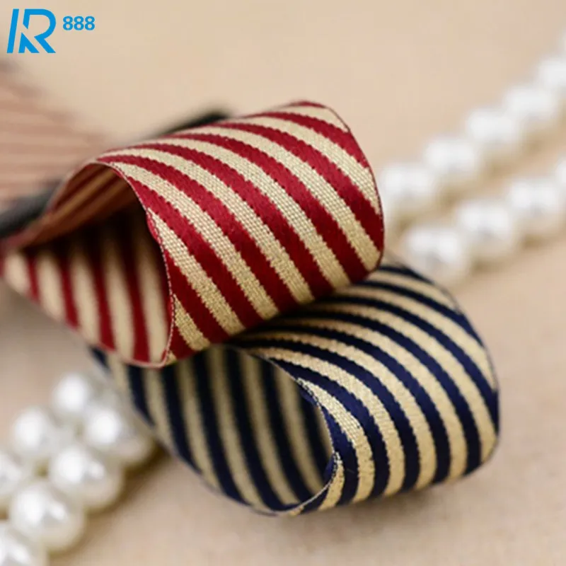 25mm / 1" Twill polyester Golden line ribbons DIY bowknot accessories
