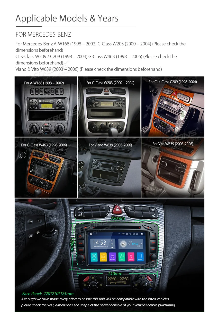 Cheap 7" Android 8.1 RCA Car Multimedia DVD Navigation GPS Radio for Mercedes-Benz C-Class W203 2000-2004 & Viano/Vito W639 2003-2006 2