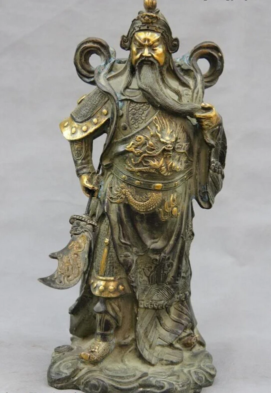 

Collectible bronze S2415 16 Chinese Classical bronze copper Lucky dragon Guan Gong Guan yu Warrior Statue B0403