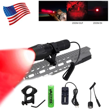 

LED Tactical Gun light Zoomable 5000Lm GREEN/RED Q5 Weapon Flashlight Adjustable Focus 20mm Rail Airsoft Rifle Scope Mount 18650