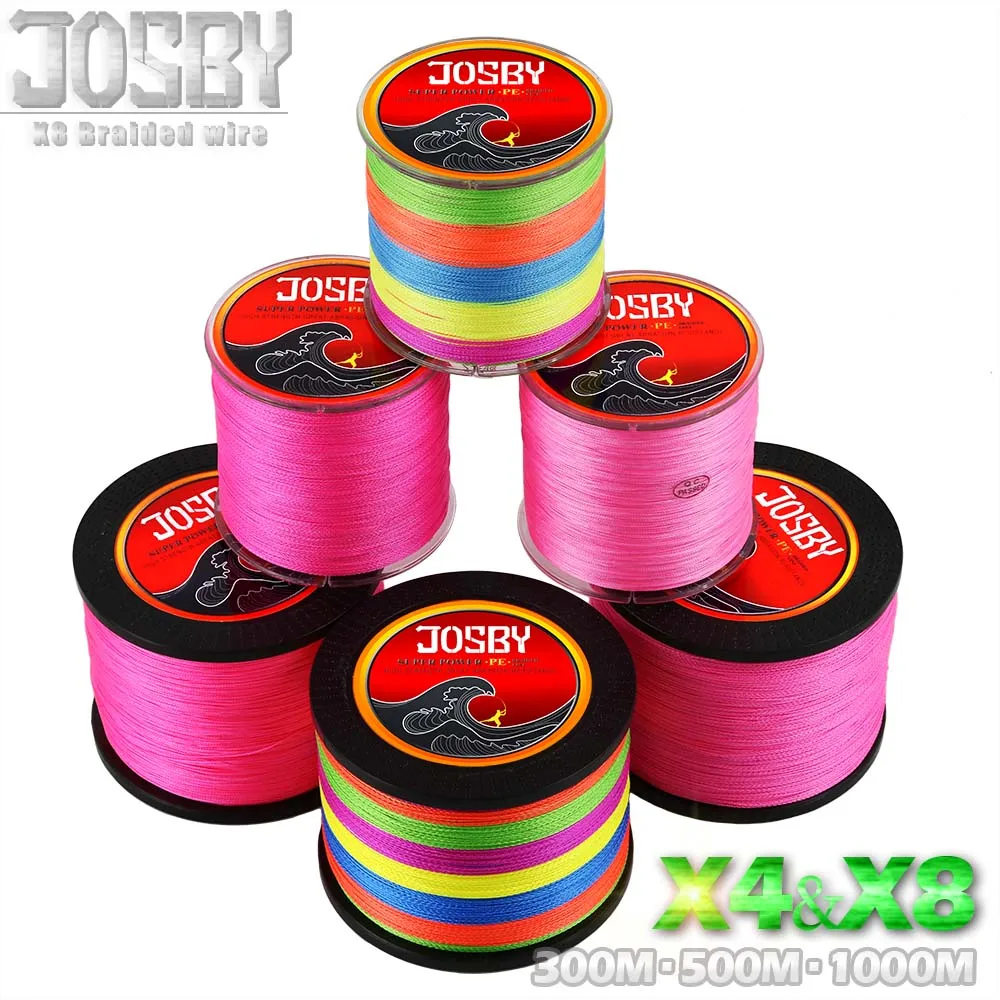 

JOSBY 300M 500M 1000M 8 Strand 4 Braid 10-80LB PE Braided Fishing Wire Multifilament Super Strong Fishing Line Japan Multicolor