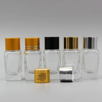 

10ml Massage essential oil bottle with gold or silver cap , square clear glass bottle with stopper