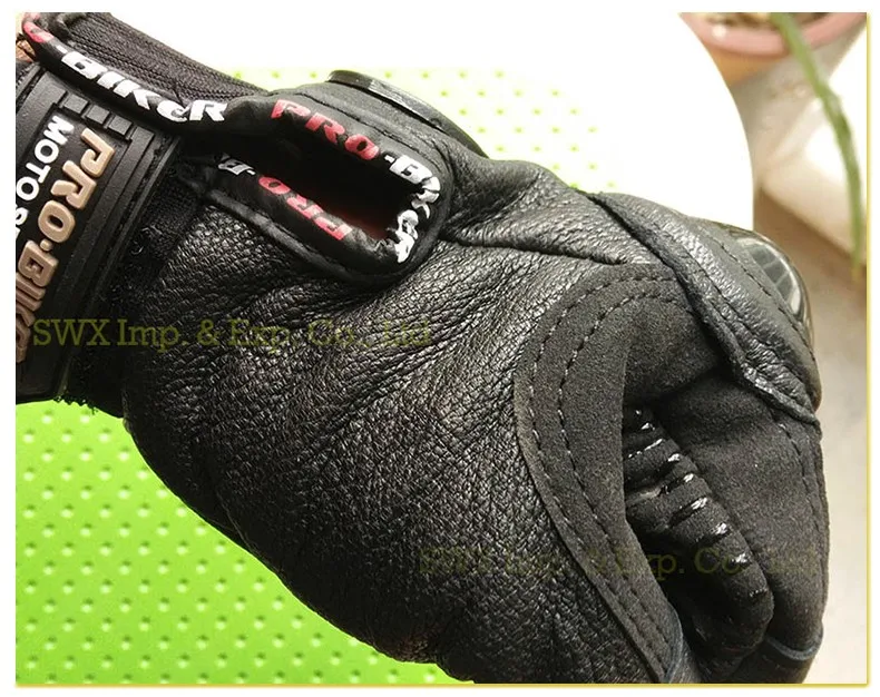 Натуральные Кожаные Мотоциклетные Перчатки Лето Половина finger PRO-BIKER из настоящей овечьей шерсти кожаные мотокроссе защитные перчатки Экипировка