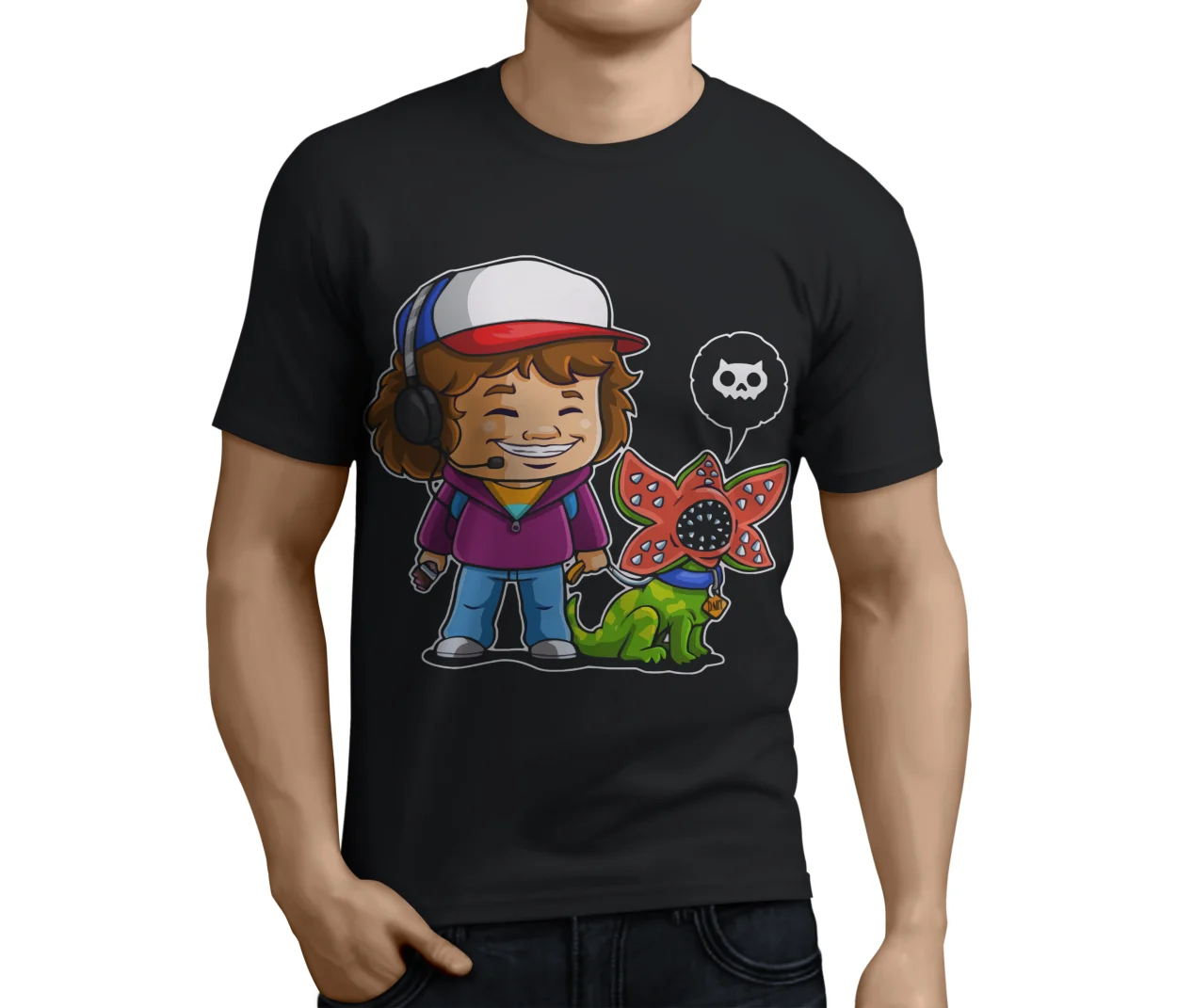 CAMISETA странные вещи Дастин дартс и NOUGAT CUSTOM ART мультфильм смешные топы тройник